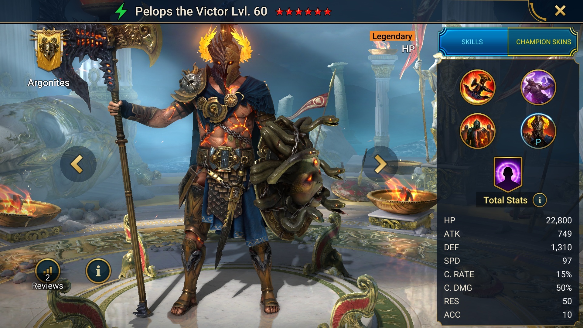 PELOPS THE VICTOR IN THE DARK FANTASY MMORPG RAID: SHADOW LEGENDS