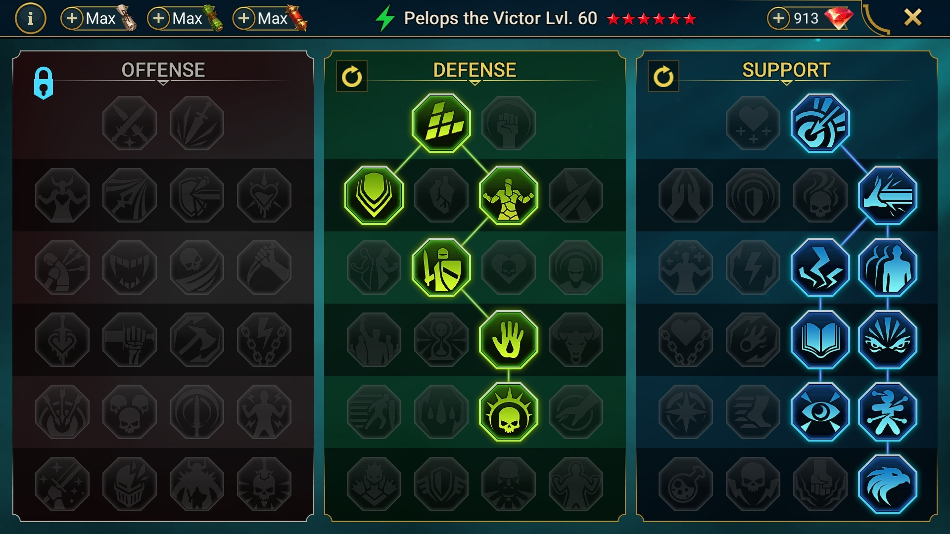 IMAGE OF AN ACCURACY-FOCUSED MASTERY BUILD FOR PELOPS THE VICTOR IN RAID: SHADOW LEGENDS