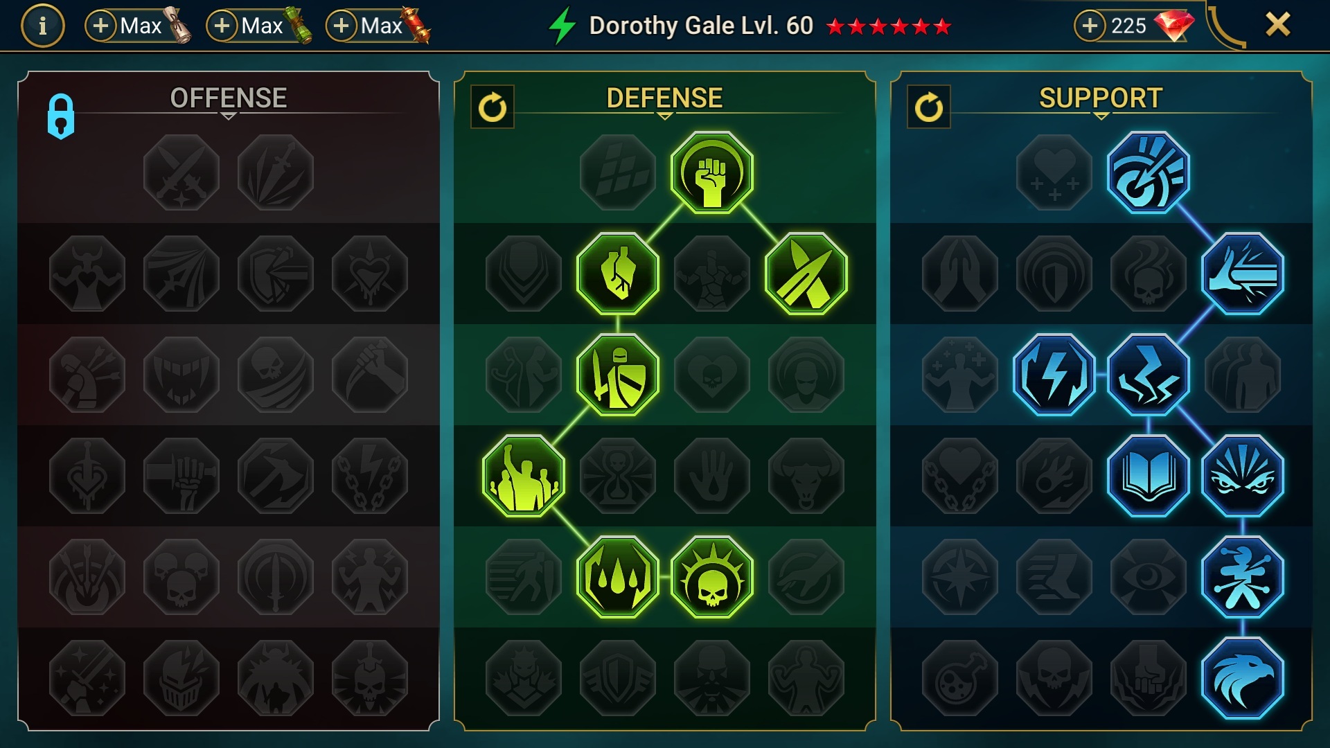 SCREENSHOT OF A MASTERY BUILD FOR DOROTHY GALE IN RAID: SHADOW LEGENDS
